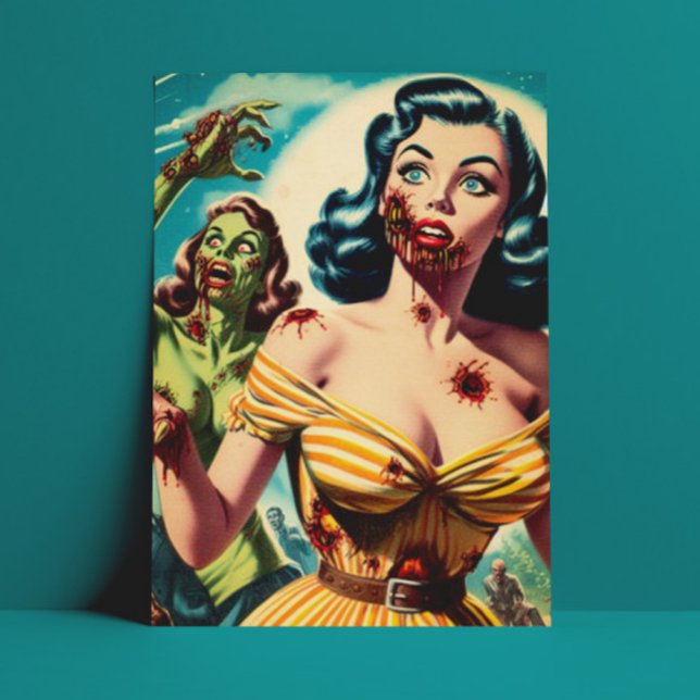 Vintages Creepy Zombie-Button Postkarte (Von Creator hochgeladen)