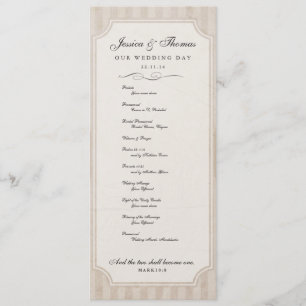 Vintages Creme-Hochzeitsprogramm Programm