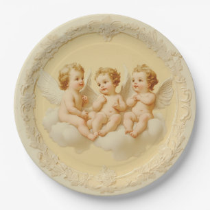 Vintages Creme-Rokoko-Krüge-Cloud-Papierplatte Pappteller