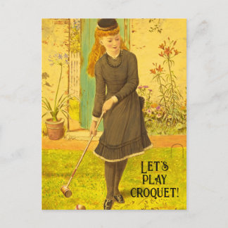 Vintages Croquet Niedliche Spiele Sommerspiele Postkarte