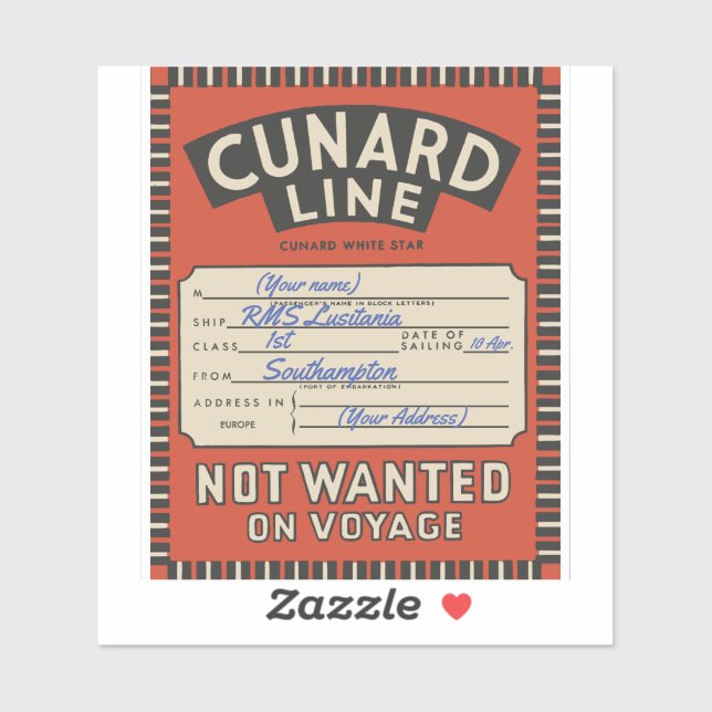 Vintages Cunard Line-Label (benutzerdefinierbar) Aufkleber (Blatt)