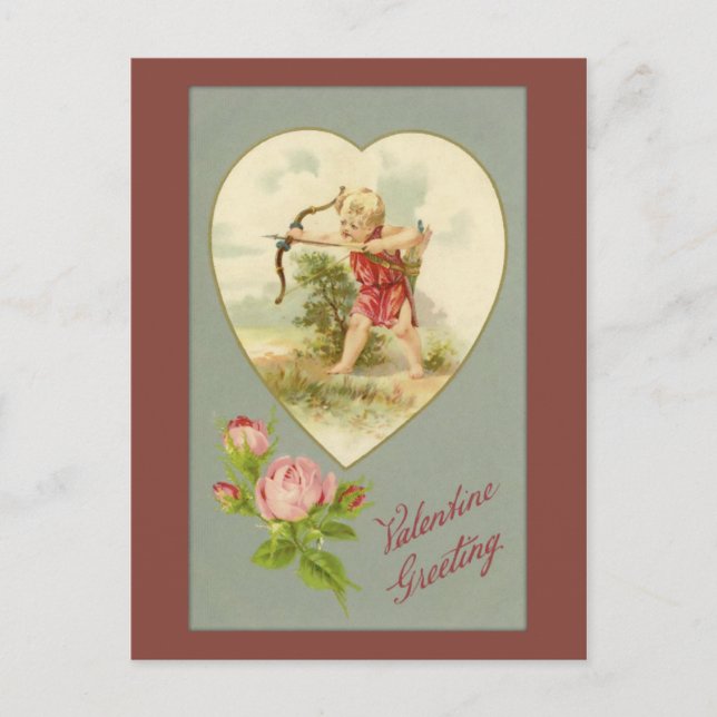 Vintages Cupid Valentine Postkarte (Vorderseite)