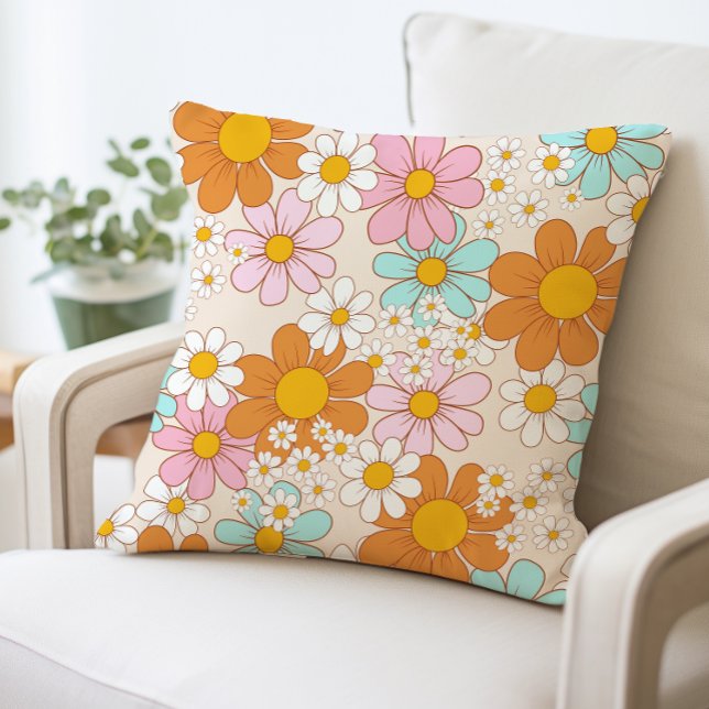 Vintages Daisy Floral Pillow, Retro Blume Kissen (Von Creator hochgeladen)