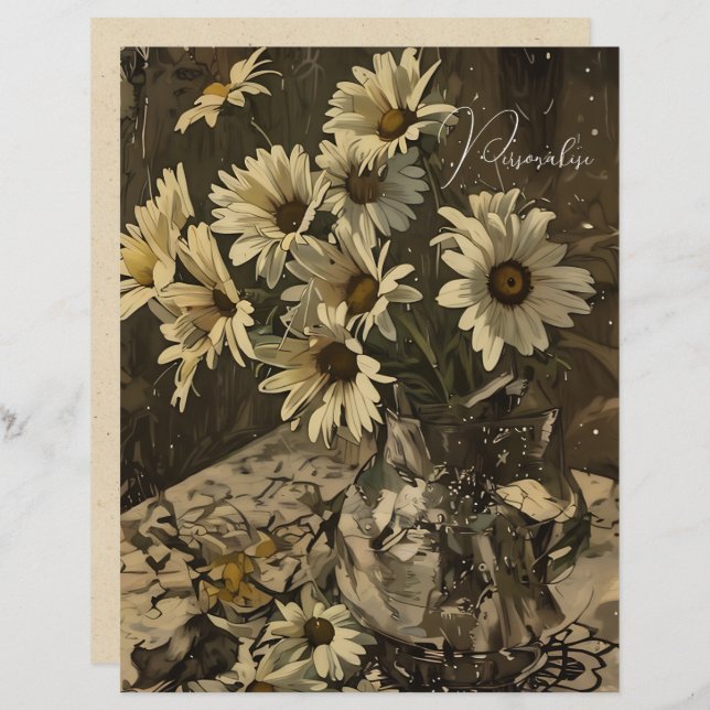 Vintages Daisy Muster Blumenseffia-Scrapbook (Vorne/Hinten)