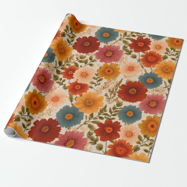 Vintages Daisy-Muster Geschenkpapier (Ungerollt)