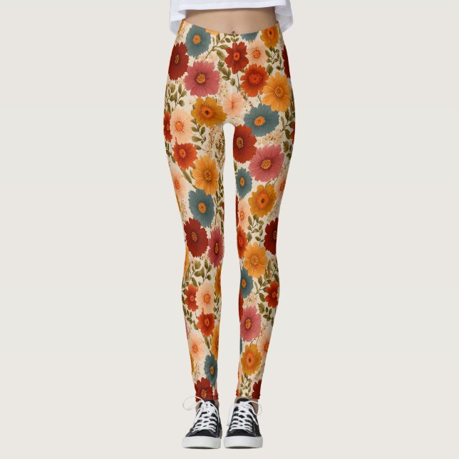 Vintages Daisy-Muster Leggings (Vorderseite)