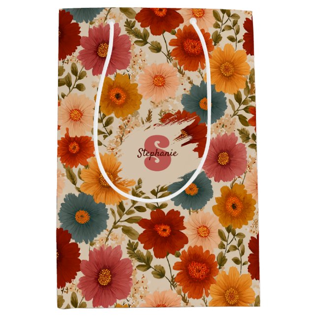 Vintages Daisy-Muster Mittlere Geschenktüte (Vorderseite)