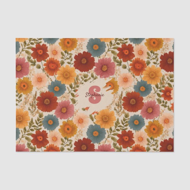 Vintages Daisy-Muster Seidenpapier (Vorderseite)
