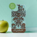 Vintages Damask Muster mit Name - aquamarin grau title_seo2<br><div class="desc">Ein Vintages Design mit einer modernen Drehung.</div>