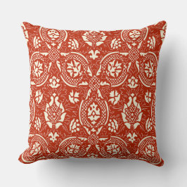 Vintages Damaskusmuster - Terracotta & Creme Kissen