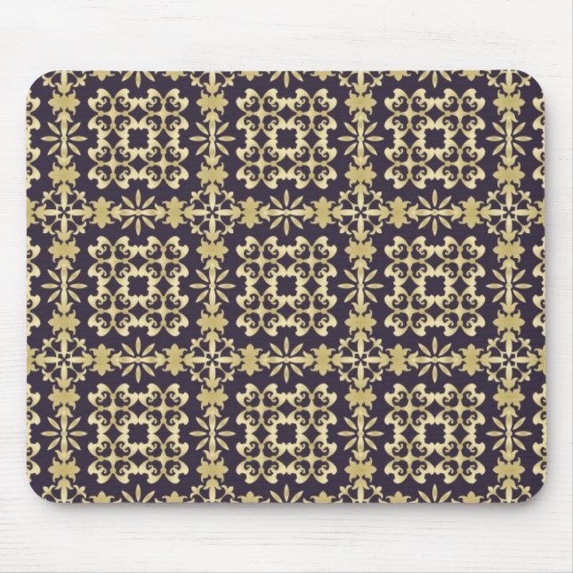 Vintages Damastmuster der Kunst, golden Mousepad (Vorne)