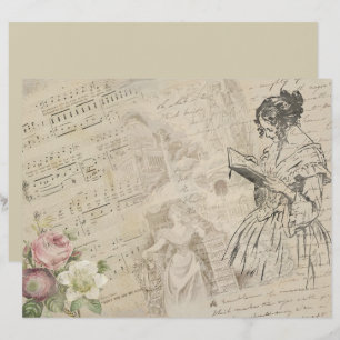 Vintages Dame Script - Musikblatt - Scrapbook Pape