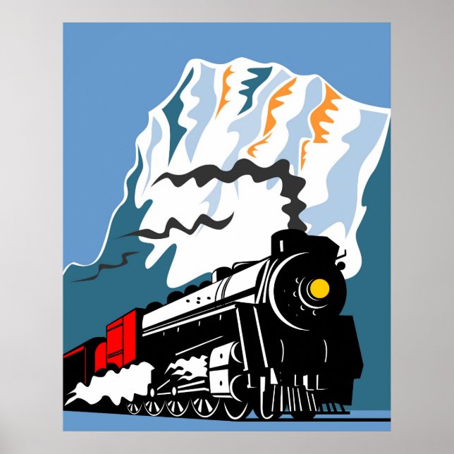 Vintages Dampfzug Lokomotive Retro Poster (Vorne)
