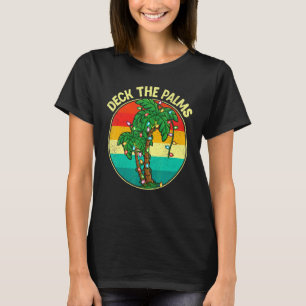 Vintages Deck die Palmen Tree Lights Sommerfest T-Shirt