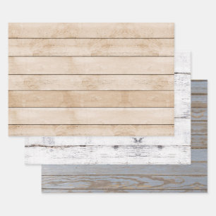 Vintages Dekoelement aus gewittertem Holz Geschenkpapier Set