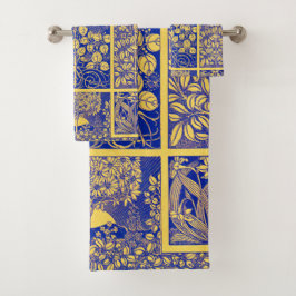 Vintages Dekorationsmuster im botanischen Jugendst Badhandtuch Set