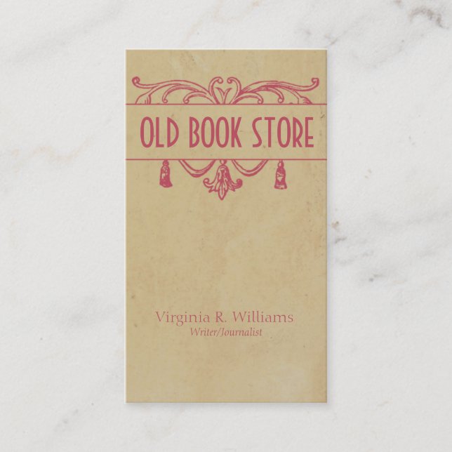 Vintages dekoratives Buchzeichen Visitenkarte (Vorderseite)
