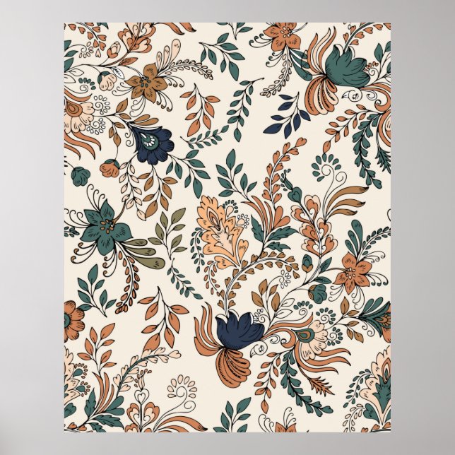 Vintages, dekoratives, nahtloses Muster Poster (Vorne)