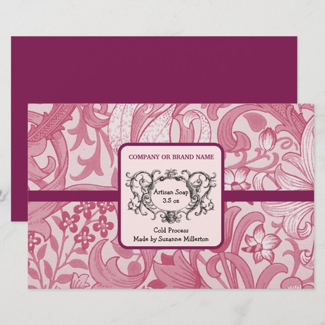 Vintages Design-Blatt für handgefertigte Seifenwra (Vorne/Hinten)