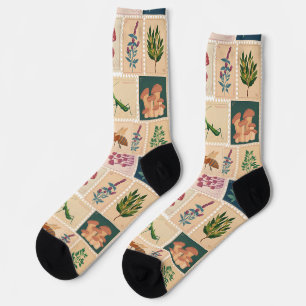 Vintages Design Botanische und Insekten Trendy Ret Socken