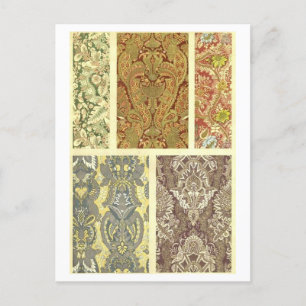 Vintages Design für Blumenstoffe/Textilien Postkarte