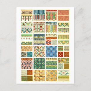 Vintages Design für geometrische Stoffe/Textilien Postkarte
