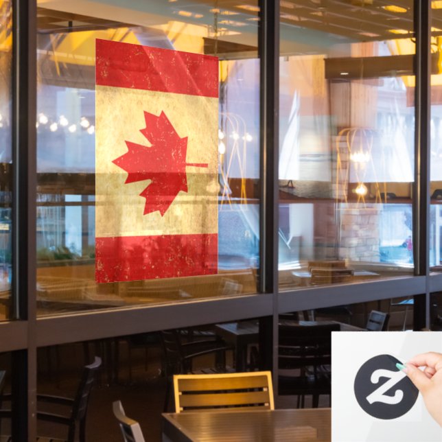 Vintages Design für Kanada-Flagge Fensteraufkleber (Restaurantfenster)