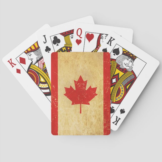 Vintages Design für Kanada-Flagge Spielkarten (Rückseite)