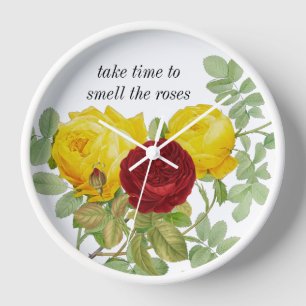 Vintages Design Gelbe Rote Rosen Uhr
