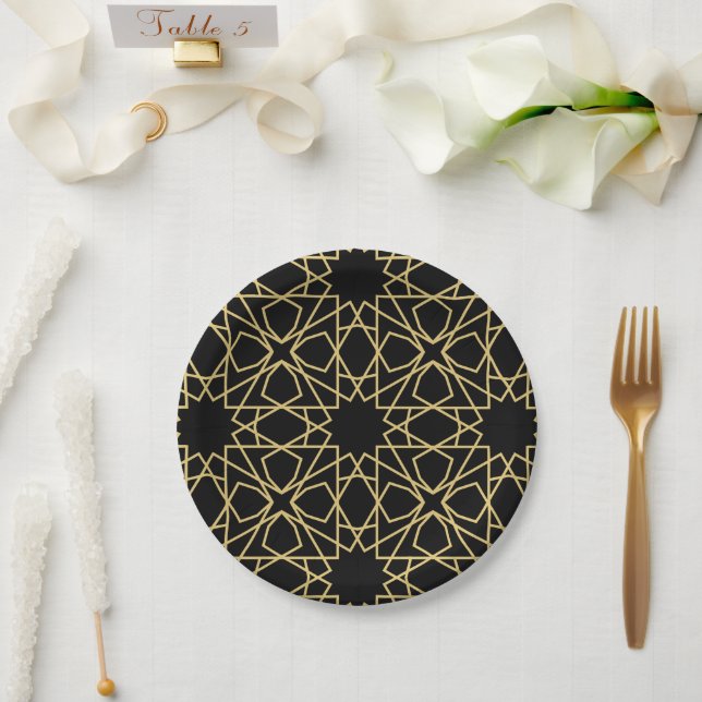 Vintages Design islamischer geometrischer Muster Pappteller (Hochzeit)