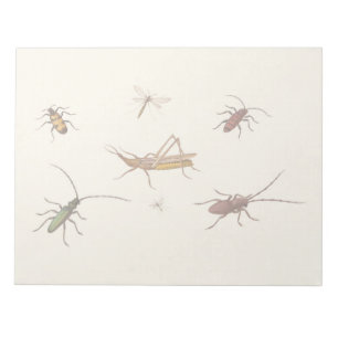 Vintages Design mit sieben verschiedenen Insekten Notizblock