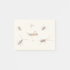 Vintages Design mit sieben verschiedenen Insekten Post-it Klebezettel