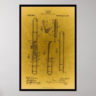 Vintages Design Retro Trombone-Patentdruck Poster