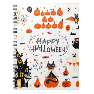 Vintages Design von Halloween Elements im Set Notizblock