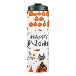Vintages Design von Halloween Elements im Set Thermosbecher