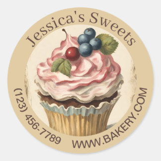 Vintages Dessert Baker Caterer Cupcake Bäckerei Runder Aufkleber
