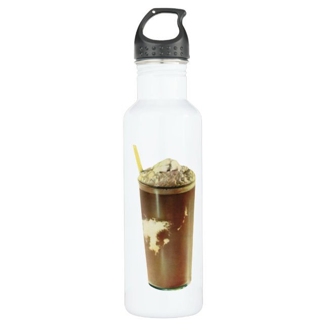 Vintages Dessert, Schokoladeschüttler und gepeitsc Edelstahlflasche (Vorderseite)