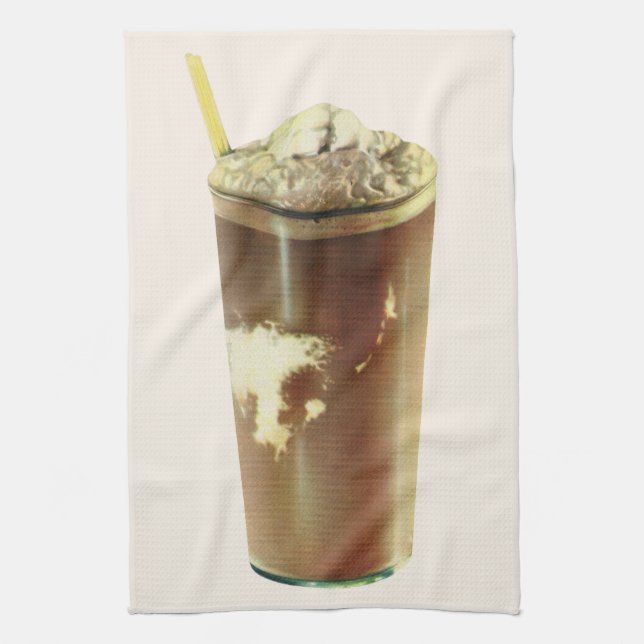 Vintages Dessert, Schokoladeschüttler und gepeitsc Geschirrtuch (Vertikal)