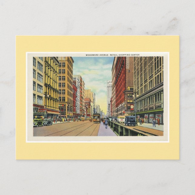Vintages Detroit Woodward Av Einkaufszentrum Postkarte (Vorderseite)