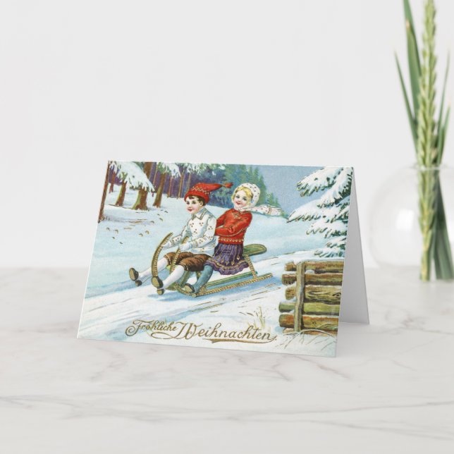 Vintages deutsches Frohe Weihnachten Frohe Weinsie (Vorderseite)