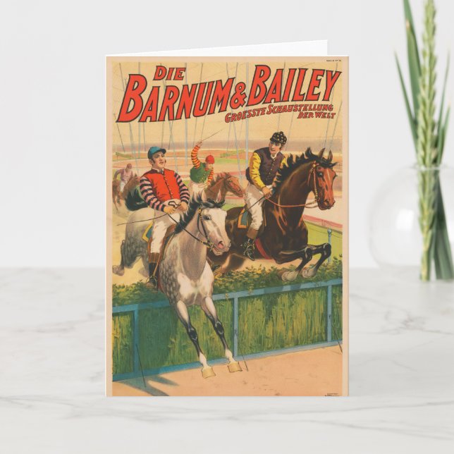 Vintages deutsches Zirkusposter auf Pferden Karte (Vorderseite)