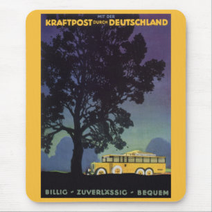 Vintages Deutschland, Gelber Bus bei Nacht, Reisek Mousepad