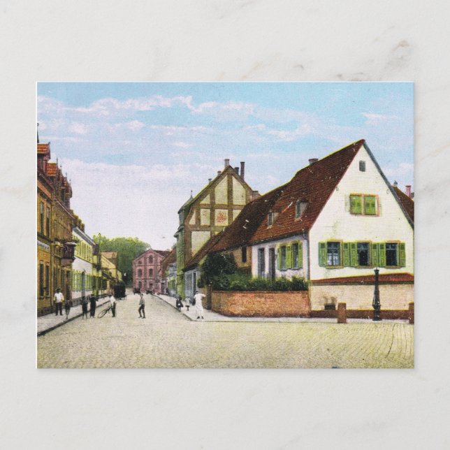 Vintages Deutschland, Germersheim Fischerstrasse Postkarte (Vorderseite)