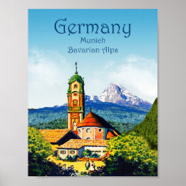 Vintages Deutschland München Bayerische Alpen Poster