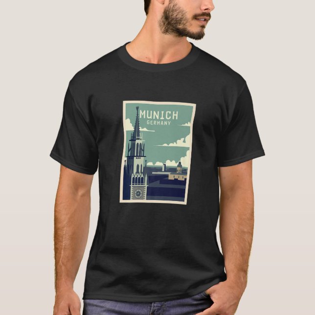 Vintages Deutschland München Neuer Rathausturm Cit T-Shirt (Vorderseite)