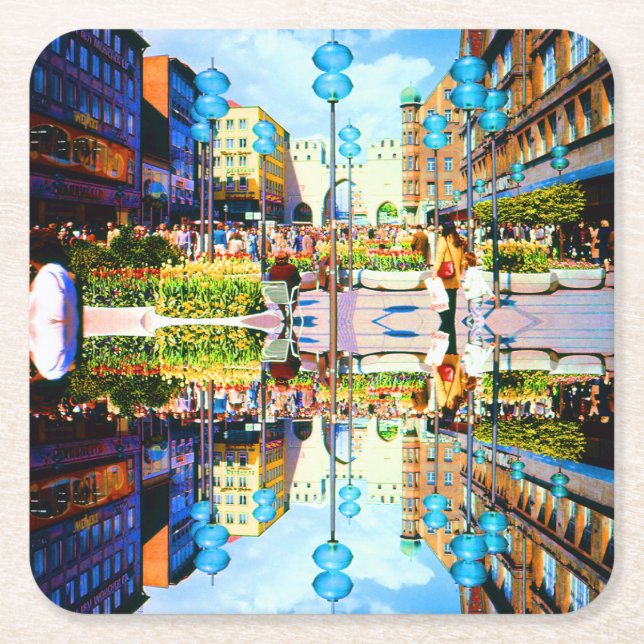 Vintages Deutschland München Towngate Karistor Rechteckiger Pappuntersetzer (Vorderseite)