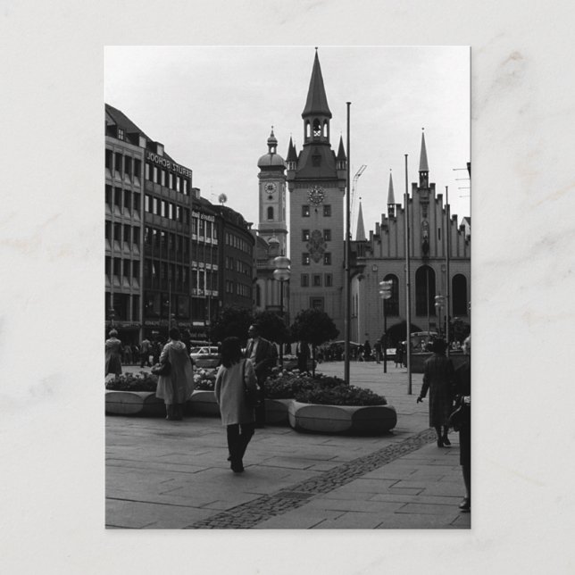 Vintages Deutschland Münchner Kirche Marienplatz Postkarte (Vorderseite)