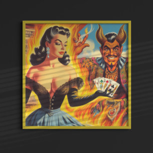 Vintages devilisches Button Poster