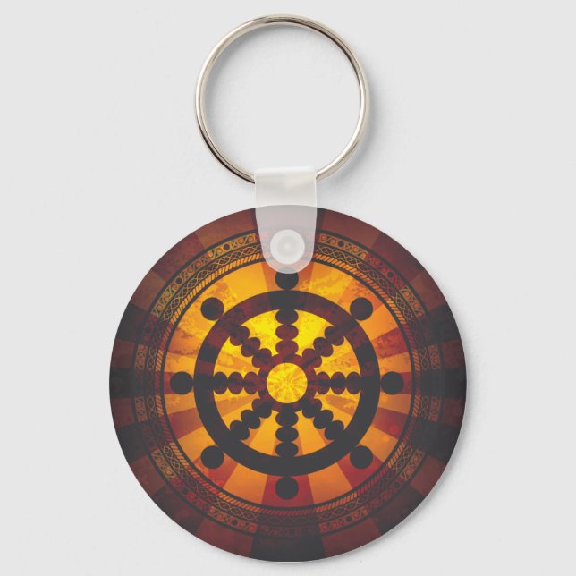 Vintages Dharma Wheel Print Schlüsselanhänger (Vorderseite)