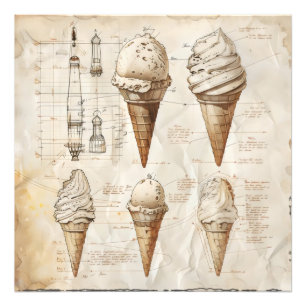 Vintages Diagramm der Eiscreme Fotodruck